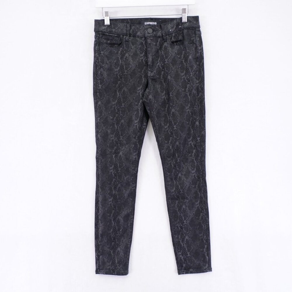 Express Stretch Ankle Legging Snakeskin Denim Black 6R Denim Jeans 29 / 28.5
